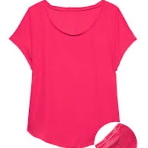BANANA REPUBLIC SOLID PICOT-TRIM TOP HOT PINK S